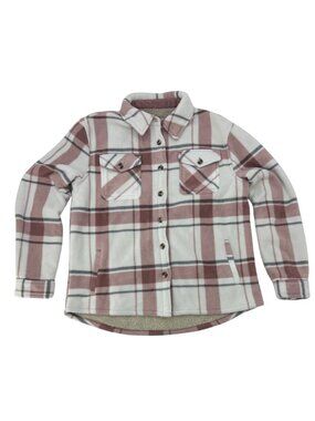 Sage Collective Women's Faux Fur Lined Sweater | Pink Plaid | Size Medium **NEW